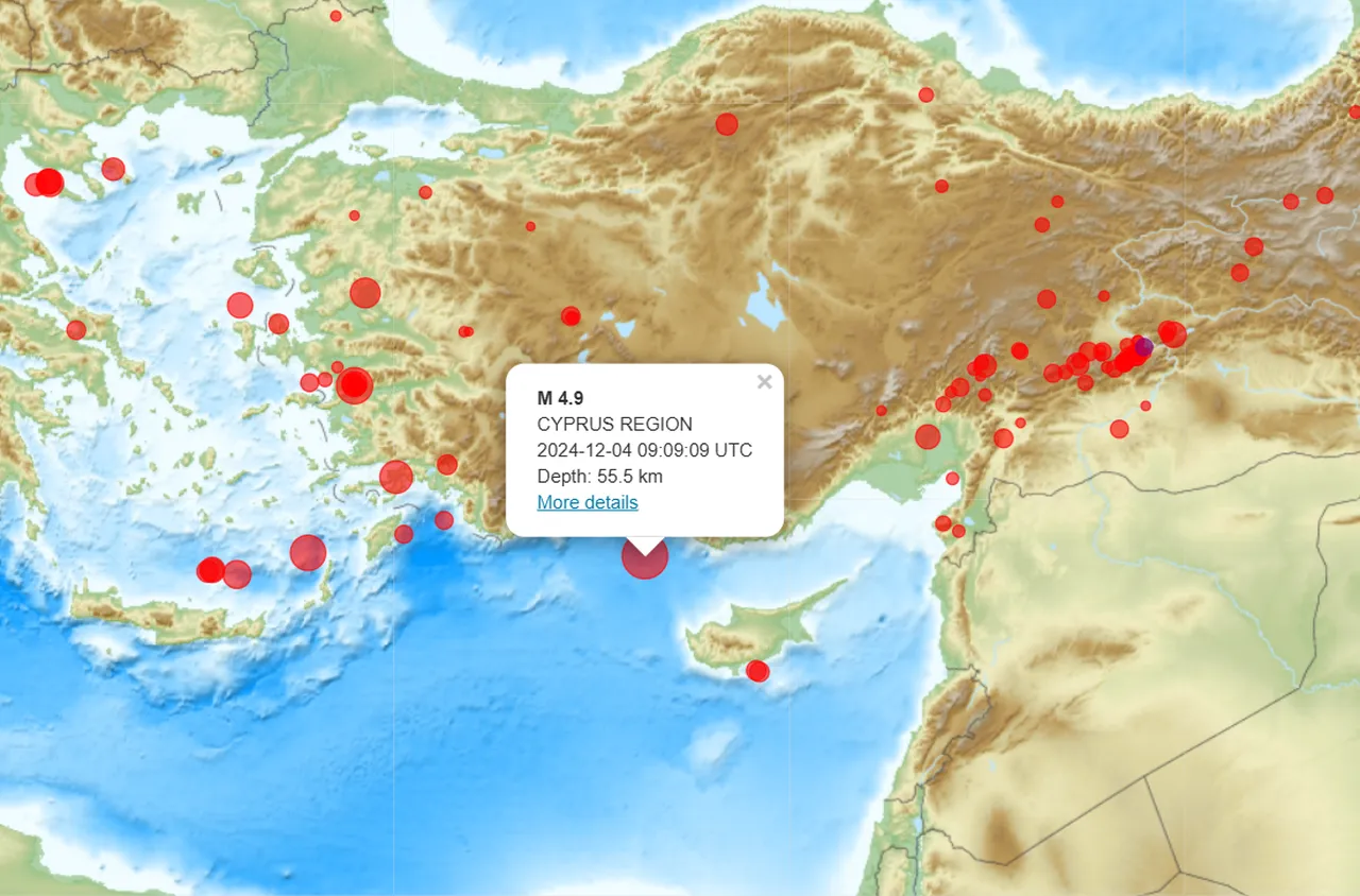 Силно земетресение в Средиземно море
