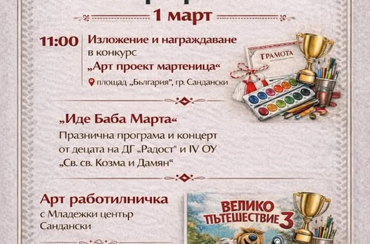Община Сандански ще награди най-добрите в състезанието "Арт проект мартеница"