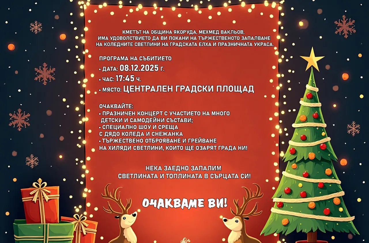 Тържествено запалване на коледните светлини в Якоруда